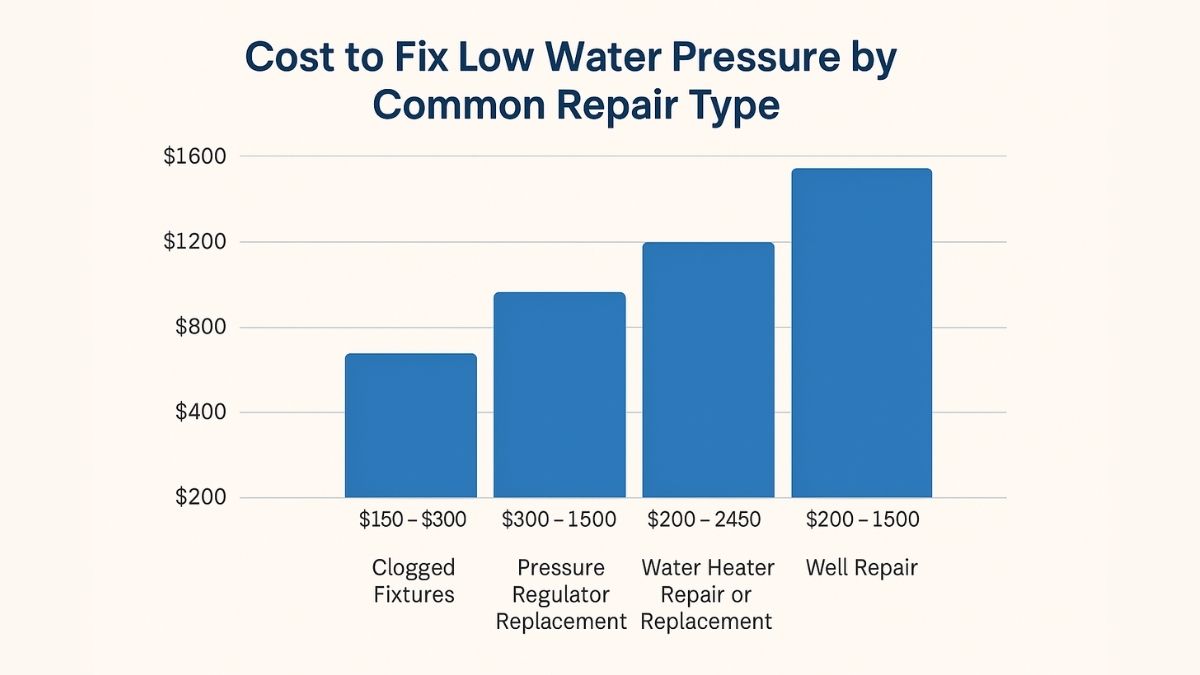 cost to fix low water pressure by common repair type