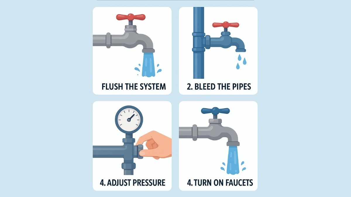 Removing air from water pipes